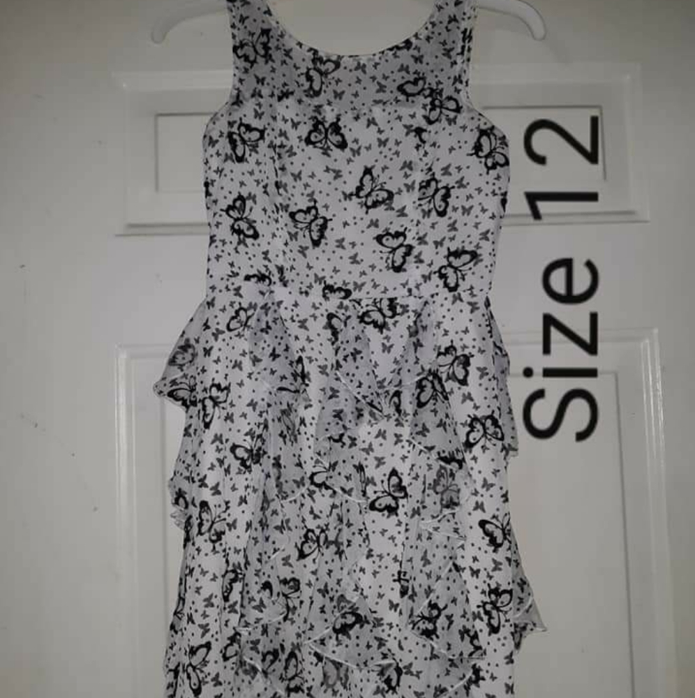 Ruffled lace glitter butterfly dress.
